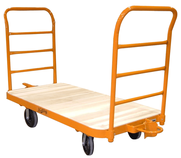 Orange Nutting trailer with wood